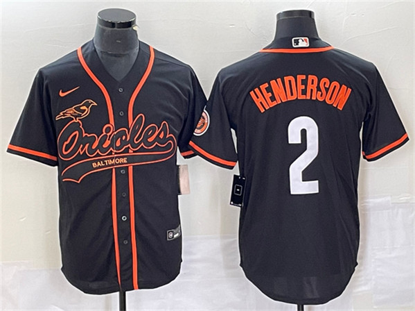 Men's Baltimore Orioles #2 Gunnar Henderson Black City Connect Cool Base Stitched Jersey